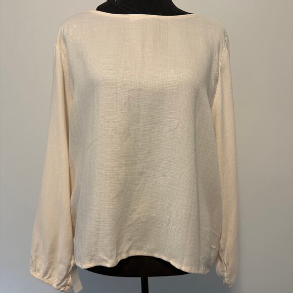NWT Vetta Capsule Versatile Gathered Sleeve Wrap Top Cream Color Size XL - Picture 2 of 16